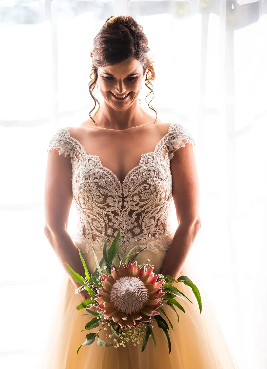 Bridal wedding dress portrait on wedding day
