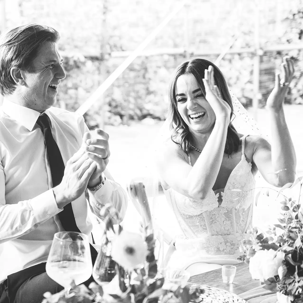 Newly married couple enjoying the reception
